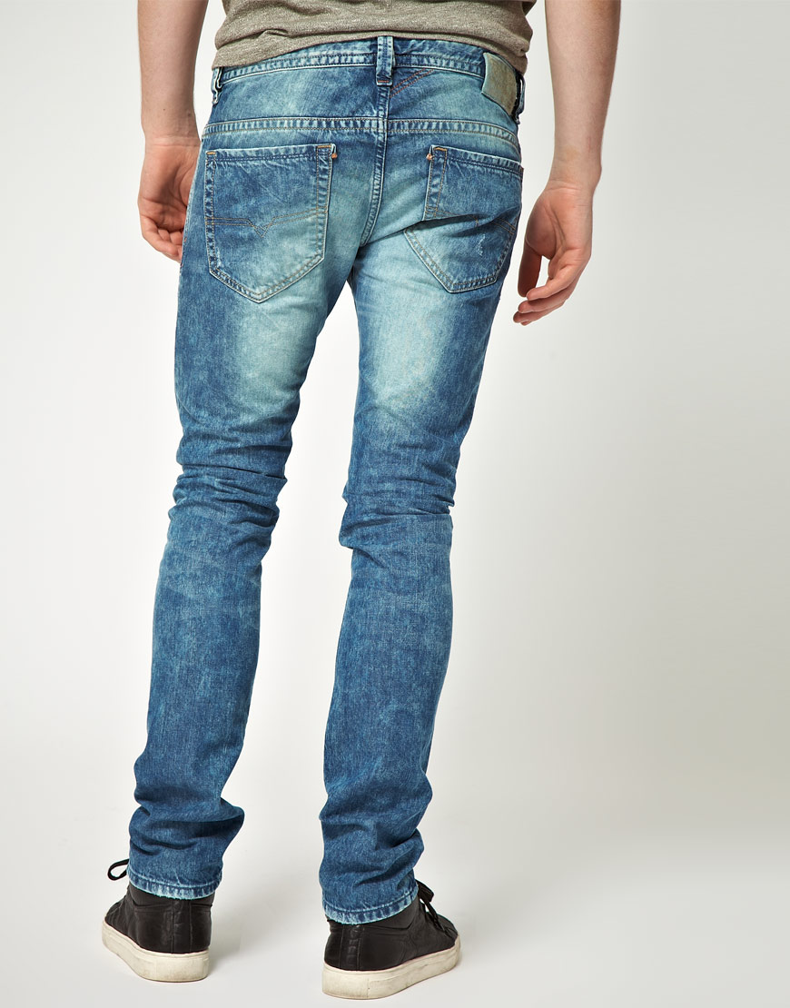 DIESEL Thavar Slim Skinny Jeans in Blue for Men - Lyst