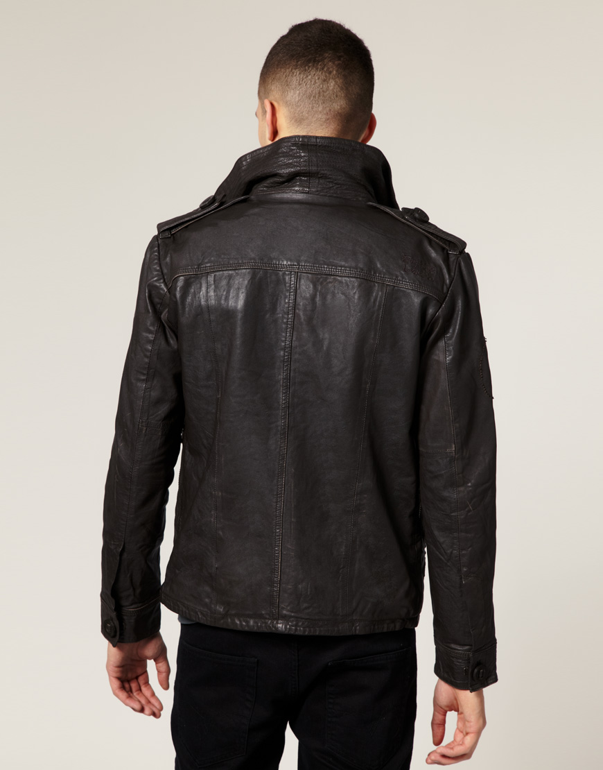 Superdry Superdry Brad Leather Jacket in Brown for Men Lyst