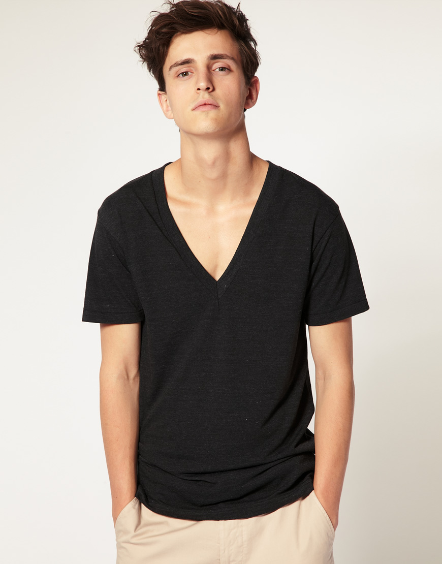 American Apparel Mens Tri-Blend Deep V-Neck Short Sleeve T-Shirt