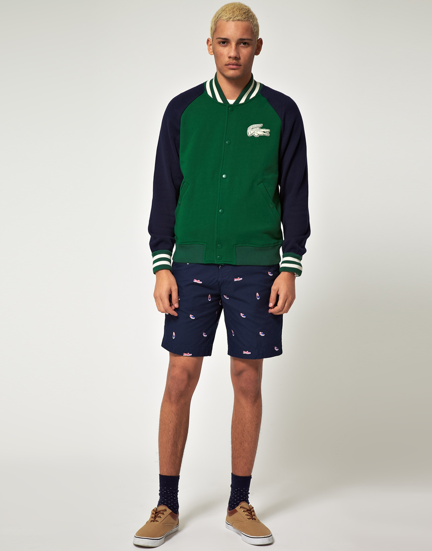 Lacoste L!ive Lacoste Live Knitted Baseball Jacket in Green for Men | Lyst