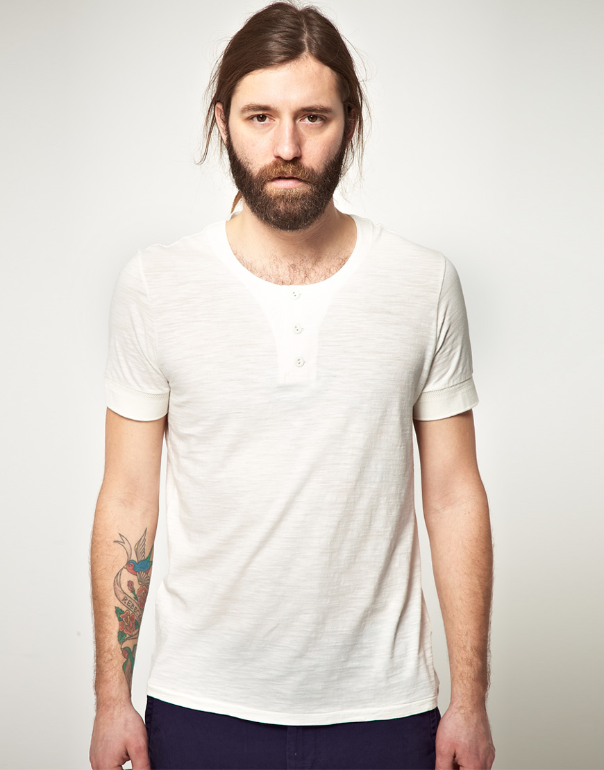 Lee jeans Henley Short Sleeve Tshirt in White for Men | Lyst