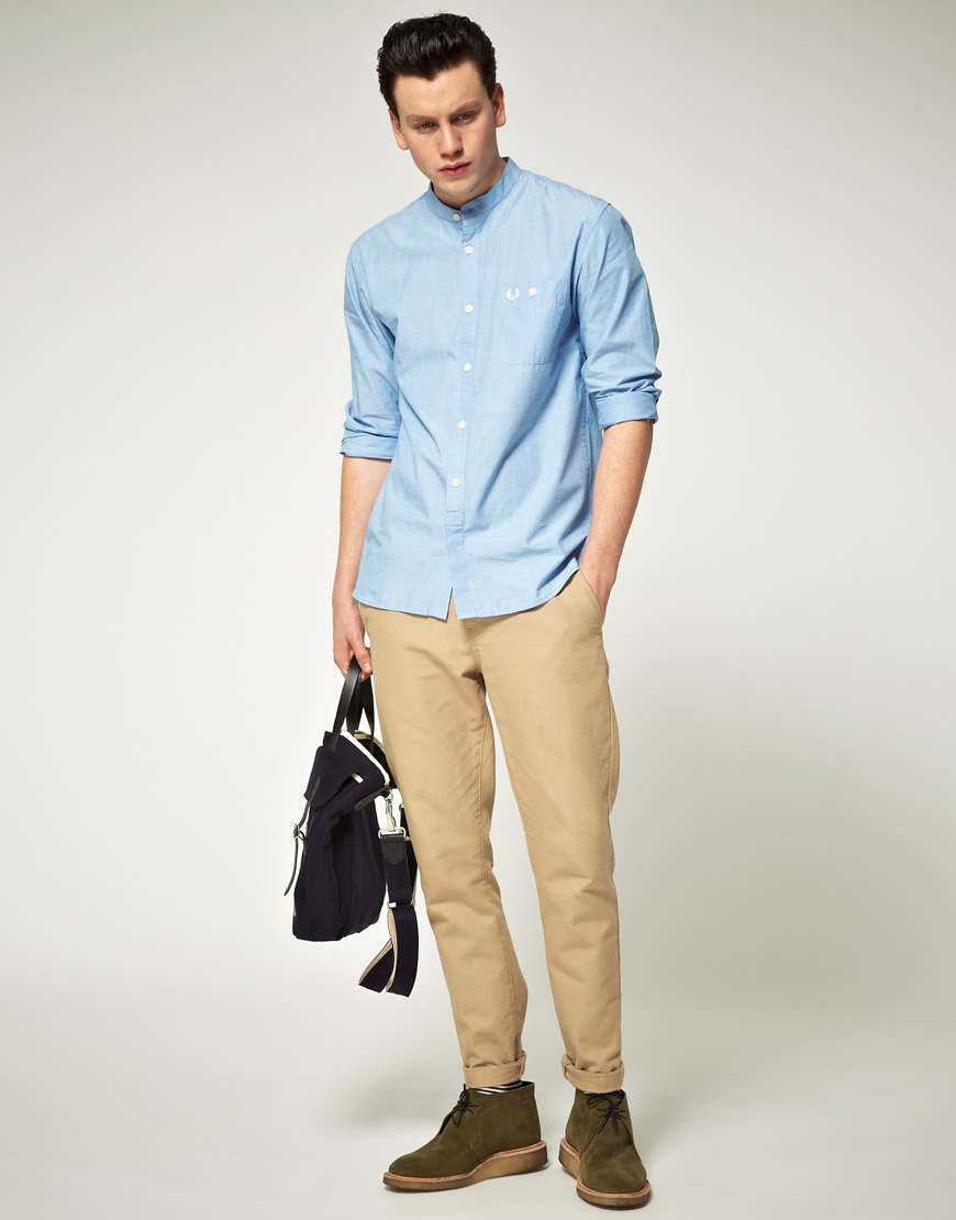 Fred Perry Grandad Collar Shirt in 