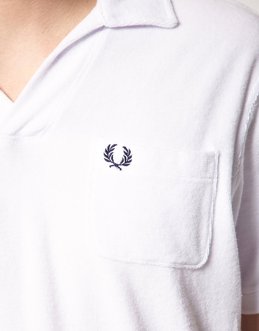 Fred Perry Fred Perry Towelling Polo Shirt in White for Men - Lyst