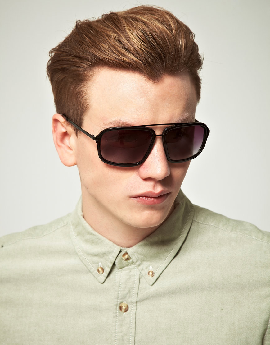 Mosley Tribes Bromley Aviator Sunglasses in Black for Men | Lyst