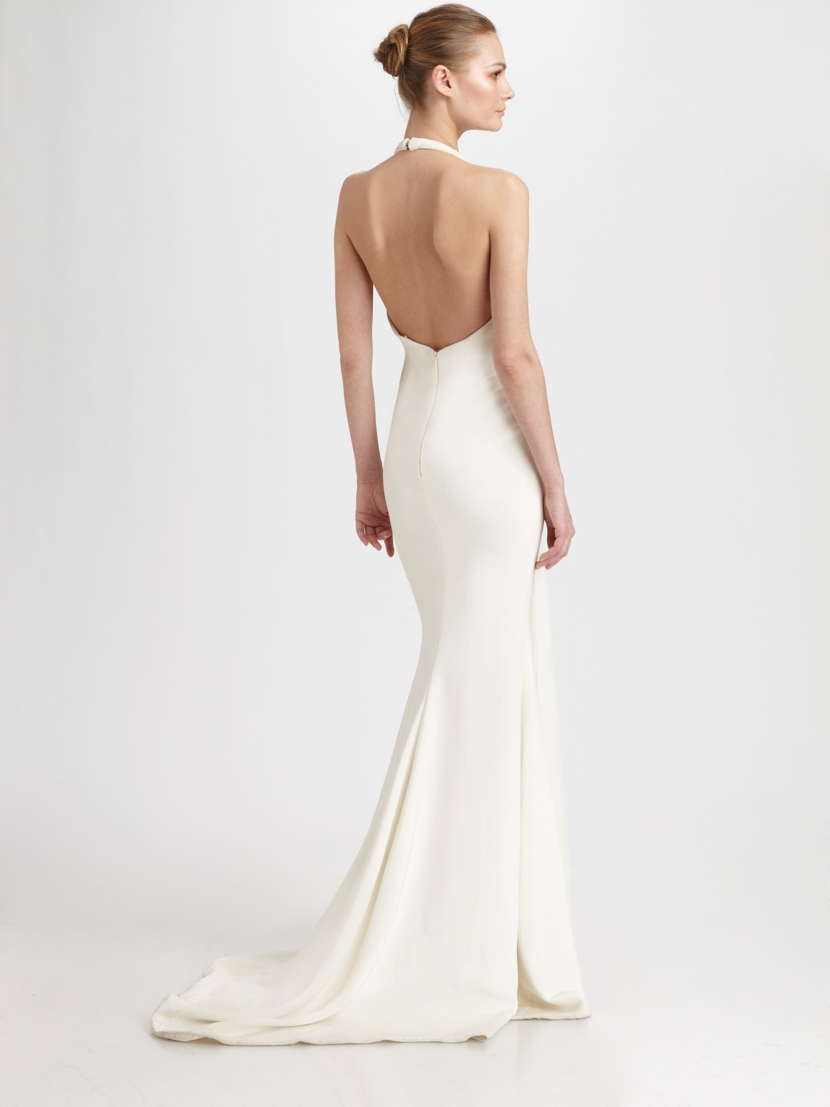 white silk halter dress