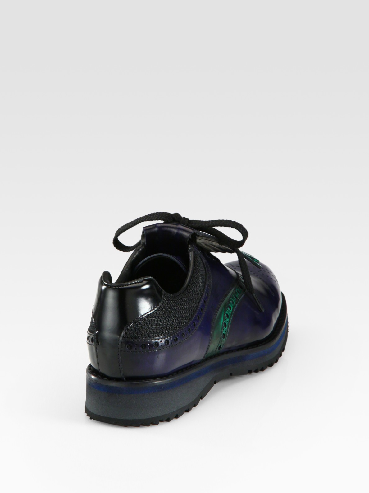 Prada Leather Wingtip Golf Shoes in Blue (Black) - Lyst