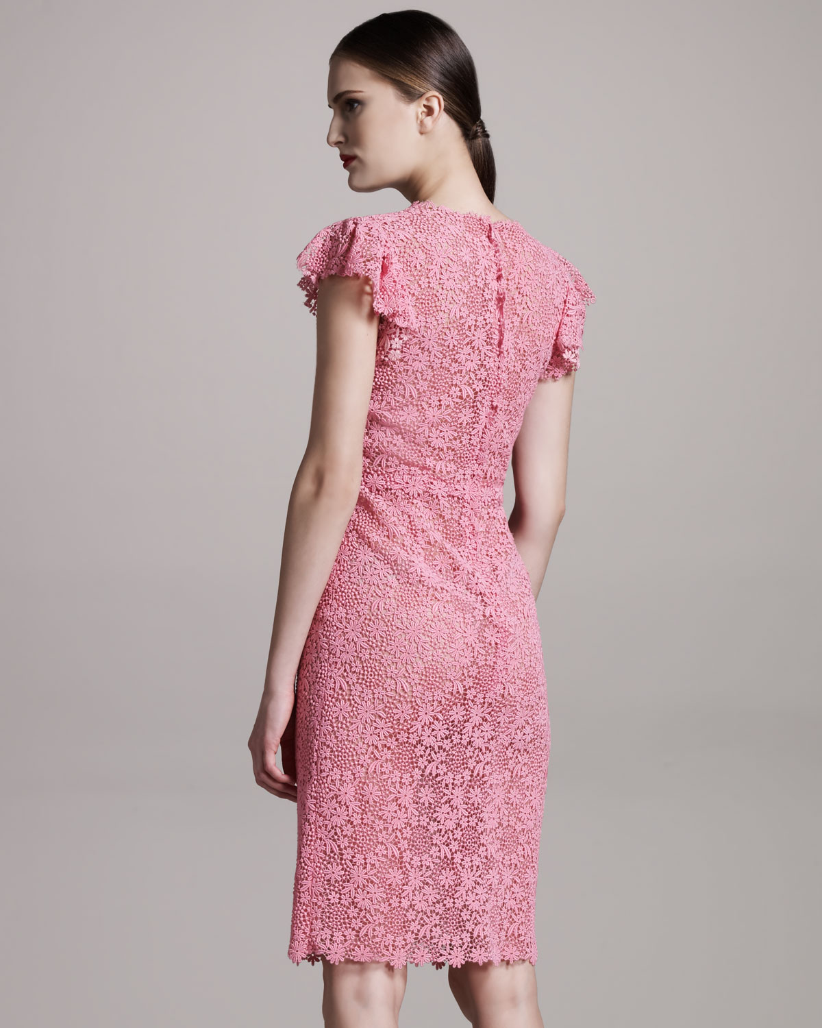 Pink Lace Sheath Dress