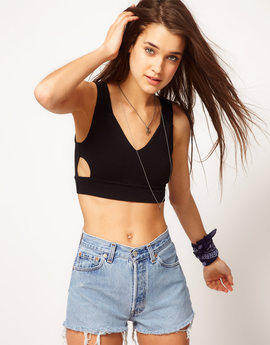 Lyst Asos Collection Asos Crop Top with Cut Out Detail in Black