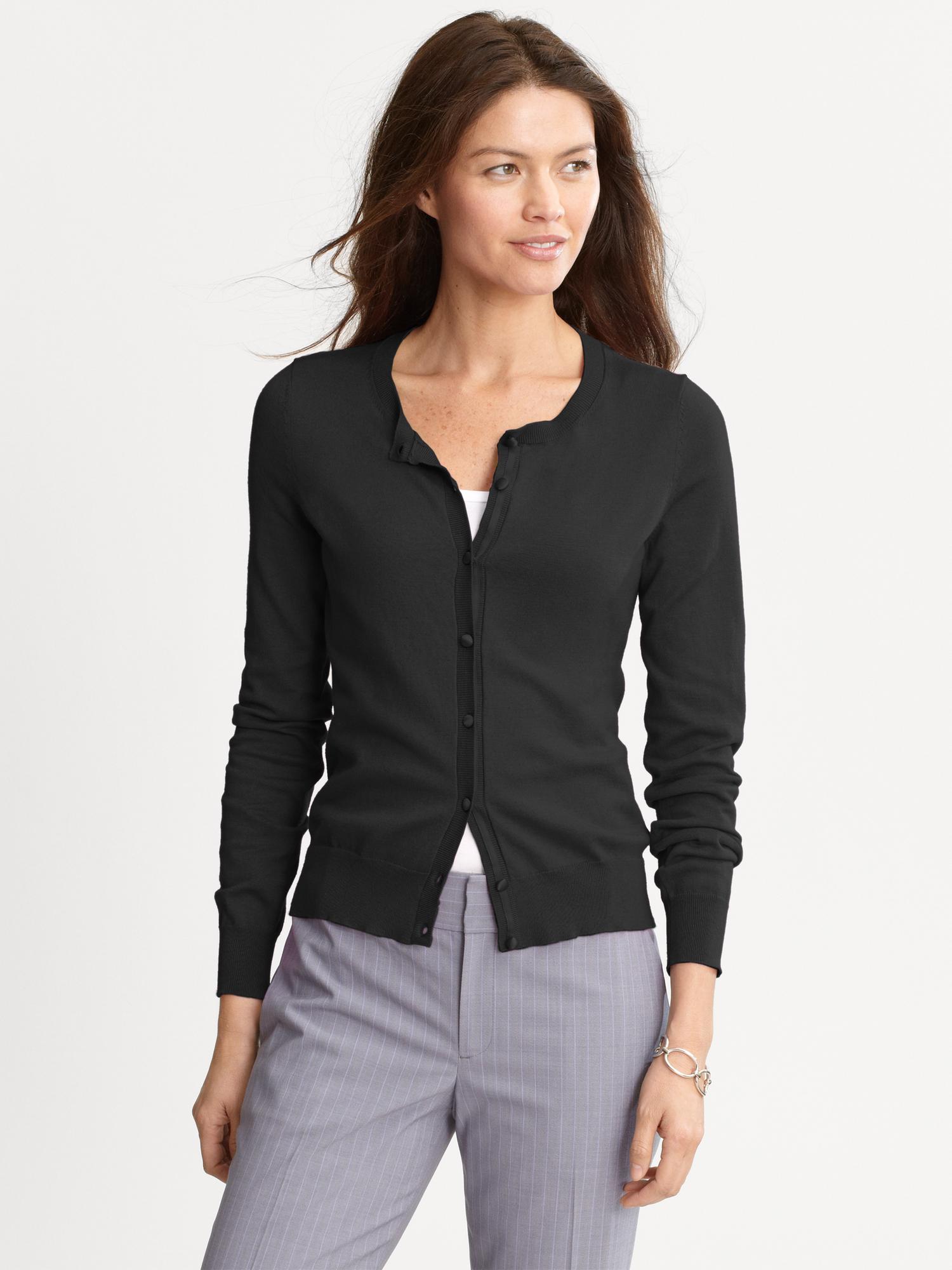 Banana Republic Silk Button Cardigan in Black Lyst