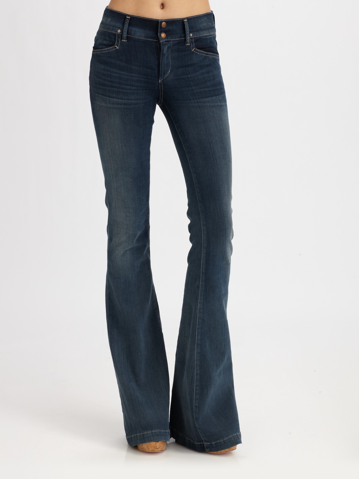 Goldsign Karina Sissi Platform Jeans in Blue | Lyst