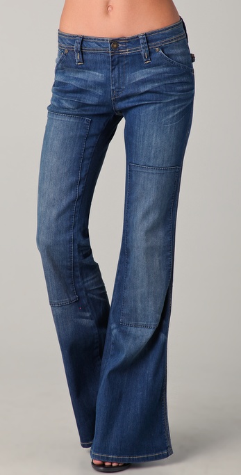 $127.00 NWT Jimmy Taverniti Jamie Women's Denim Jeans Boot Cut Distressed sku1 