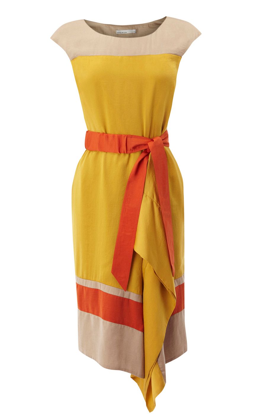 Karen Millen Soft Colourful Dress in Yellow | Lyst