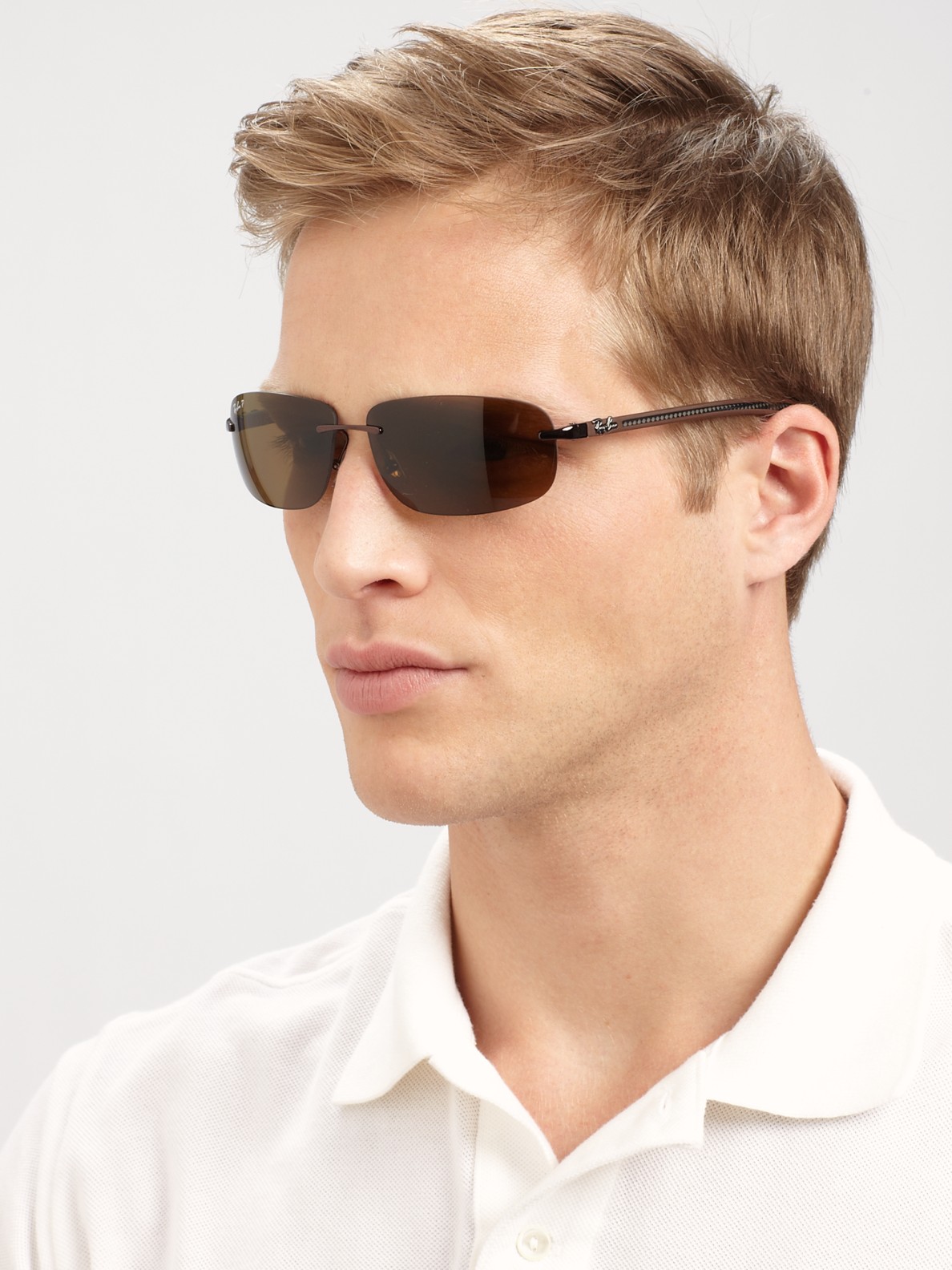 Ray-Ban Tech Rimless Metal Sunglasses in Brown for Men | Lyst
