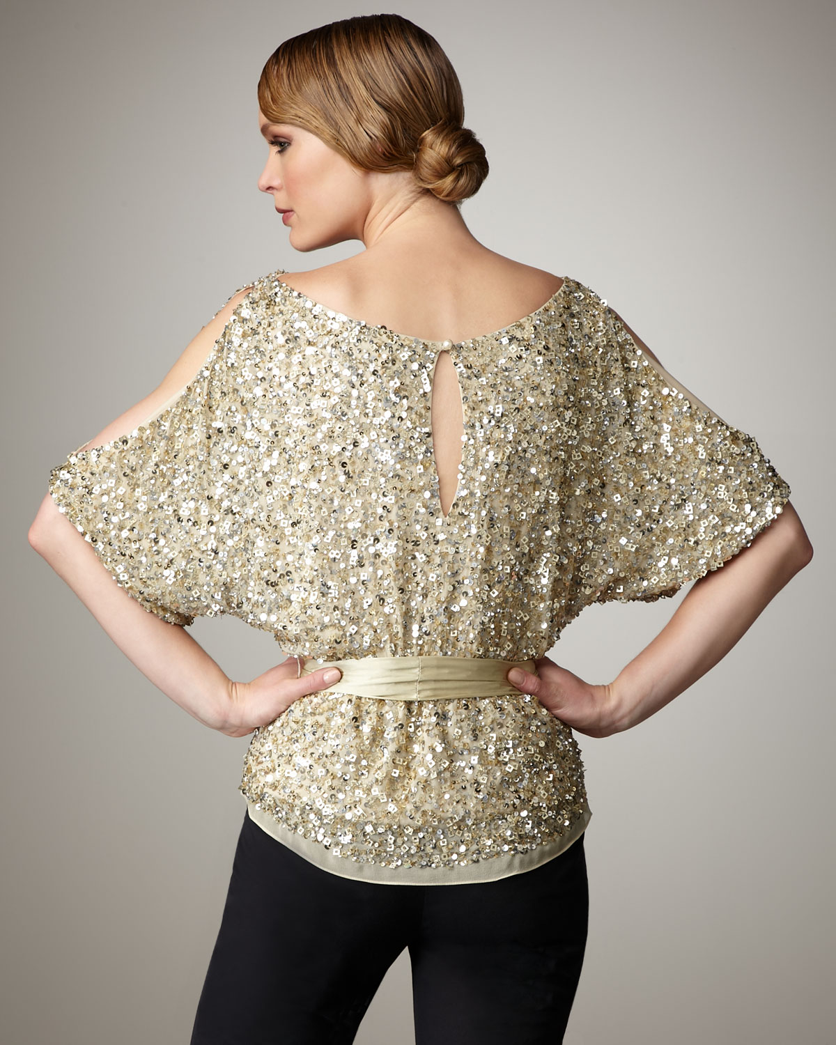 cold shoulder sequin top