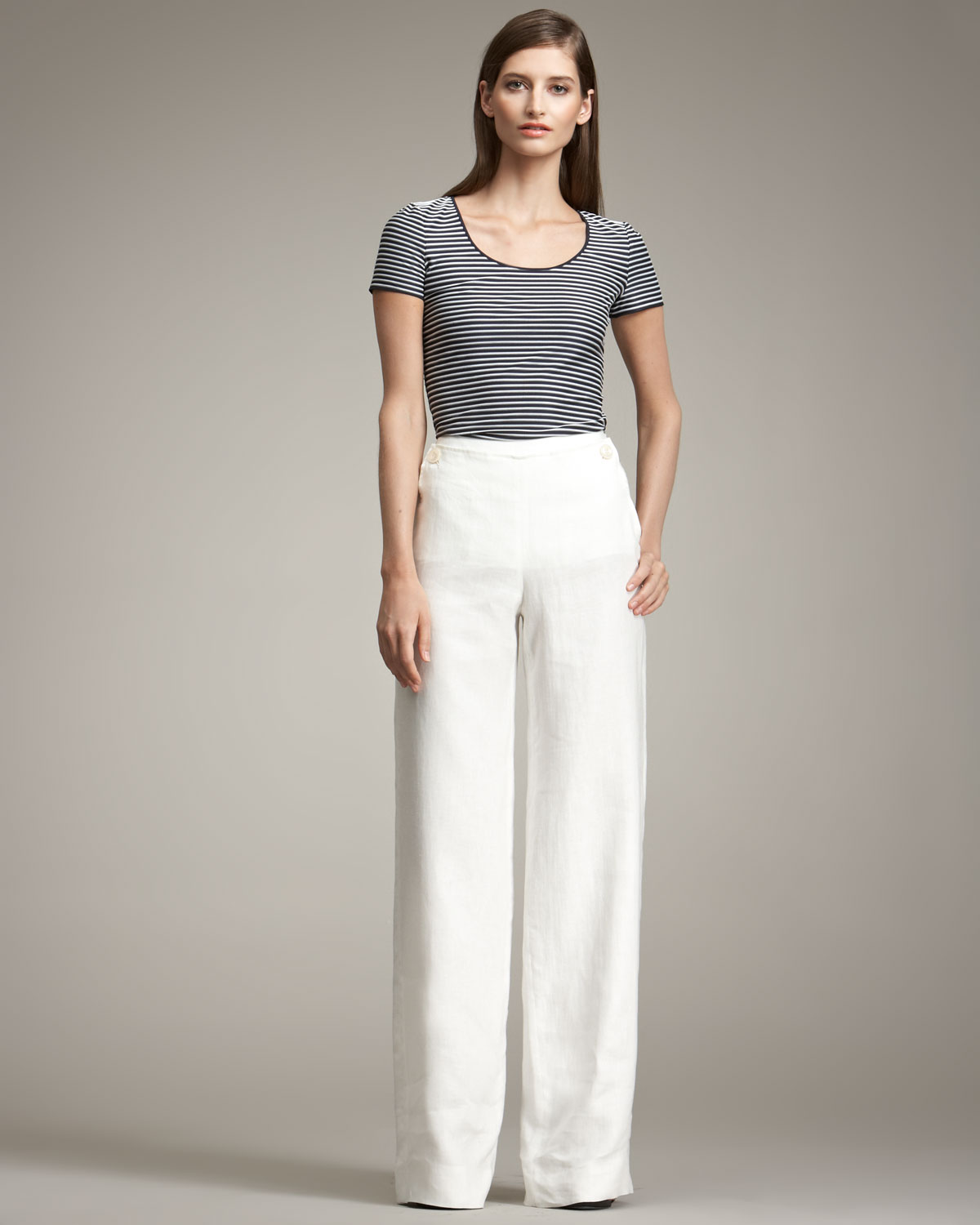 Armani Wideleg Sailor Pants in White | Lyst