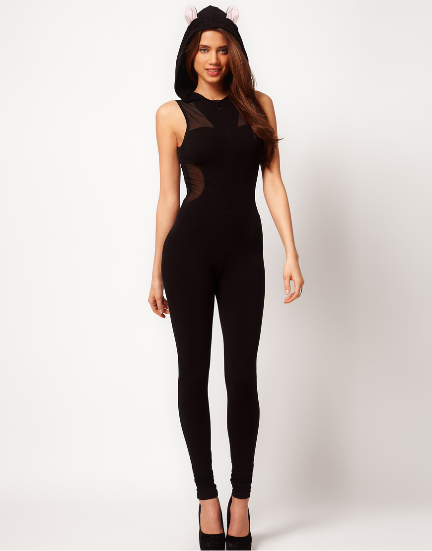 Lyst - Asos Collection Asos Unitard with Animal Hood in Black
