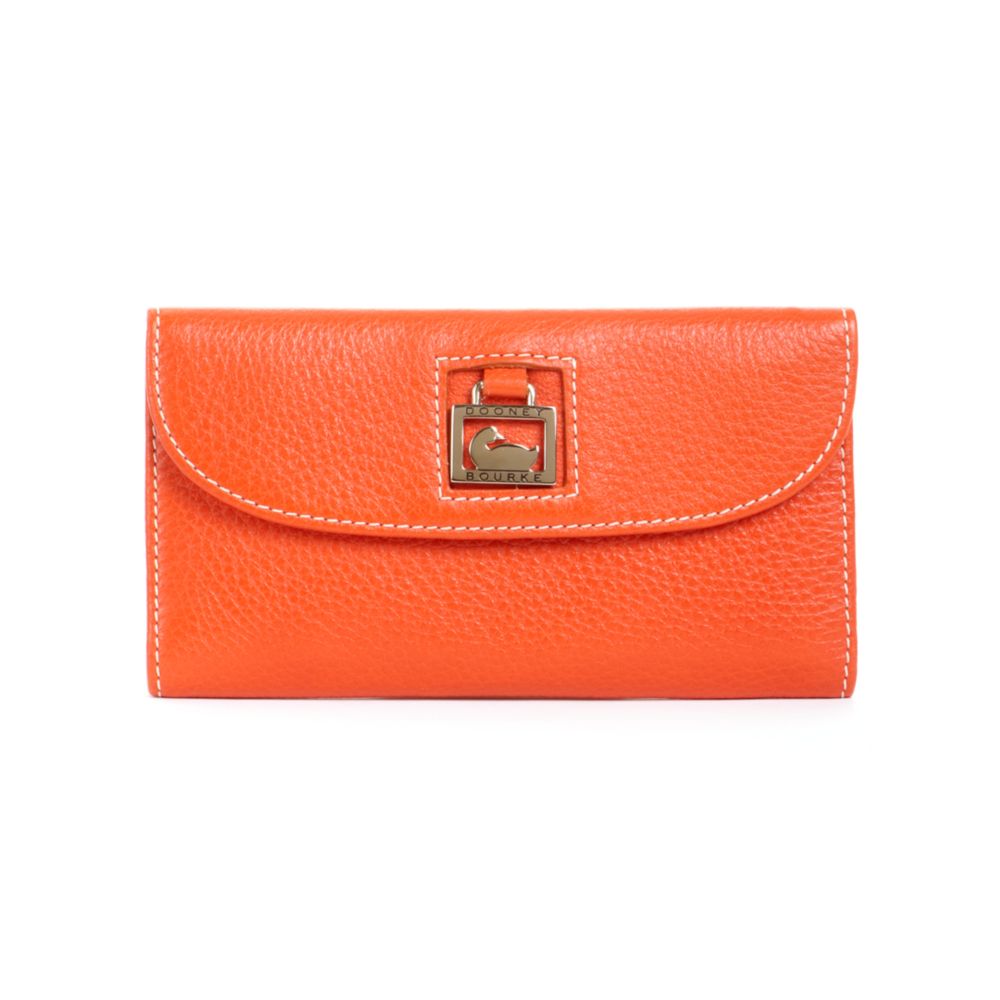 Dooney & Bourke Portofina Leather Continental Clutch Wallet in Orange ...