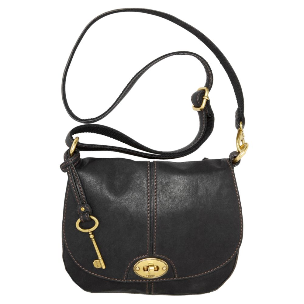 Fossil Carson Flap Crossbody Bag in Black