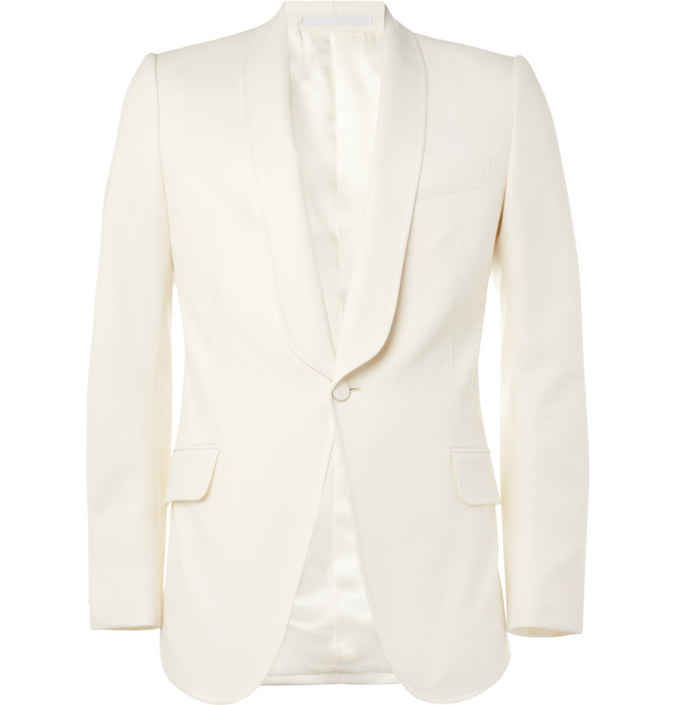 Gucci Slim Fit Mohair Blend Tuxedo Jacket in Beige for Men (white) | Lyst