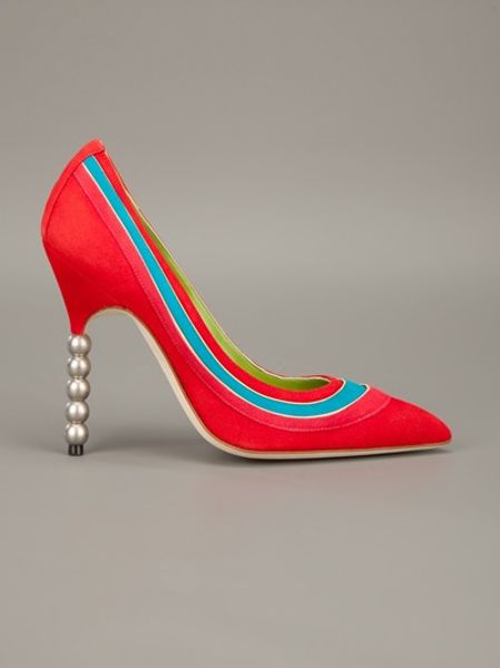 Manolo Blahnik Striped Shoe in Red | Lyst