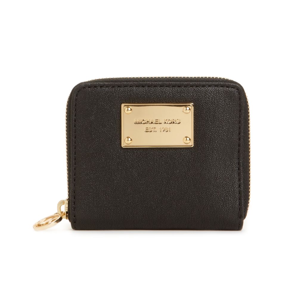 Michael Kors Jet Set Gold Ziparound Small Coin Purse in Black Lyst