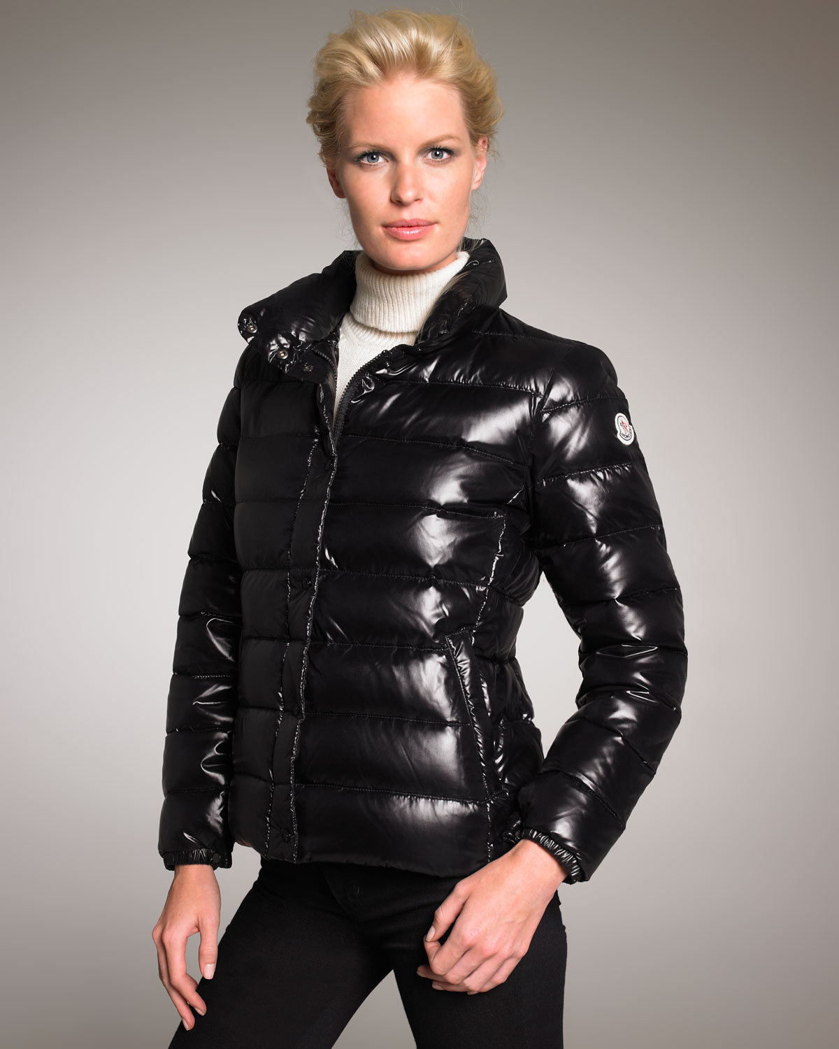 Moncler Short Laque Puffer Jacket in 