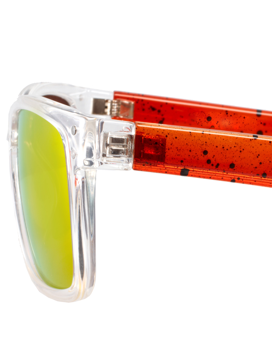 ASOS Asos Square Wayfarer Sunglasses with Orange Mirror Lens in Orange for Men Lyst