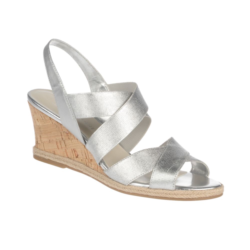 Etienne Aigner Hitomi Wedge Sandals in Silver | Lyst