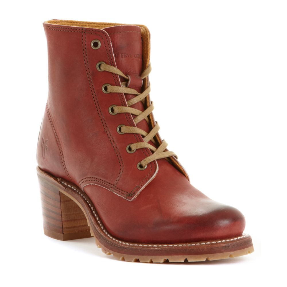Frye Sabrina 6g Laceup Boots in Burnt Red (Red) | Lyst