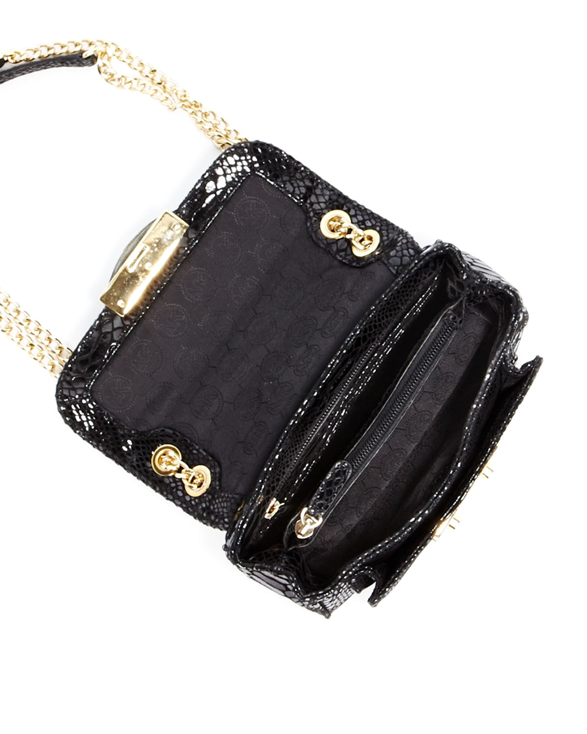 Lyst Michael Kors Sloan Small Pythonembossed Shoulder Bag In Black Gallery
