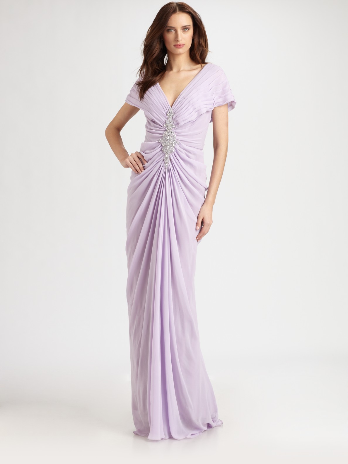 lavender silk chiffon dress
