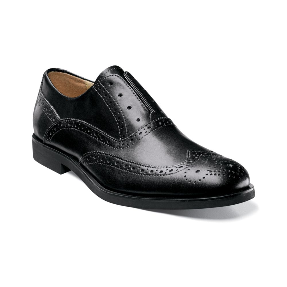Florsheim No String Wing Tip Slip On Shoes in Black for Men (black ...