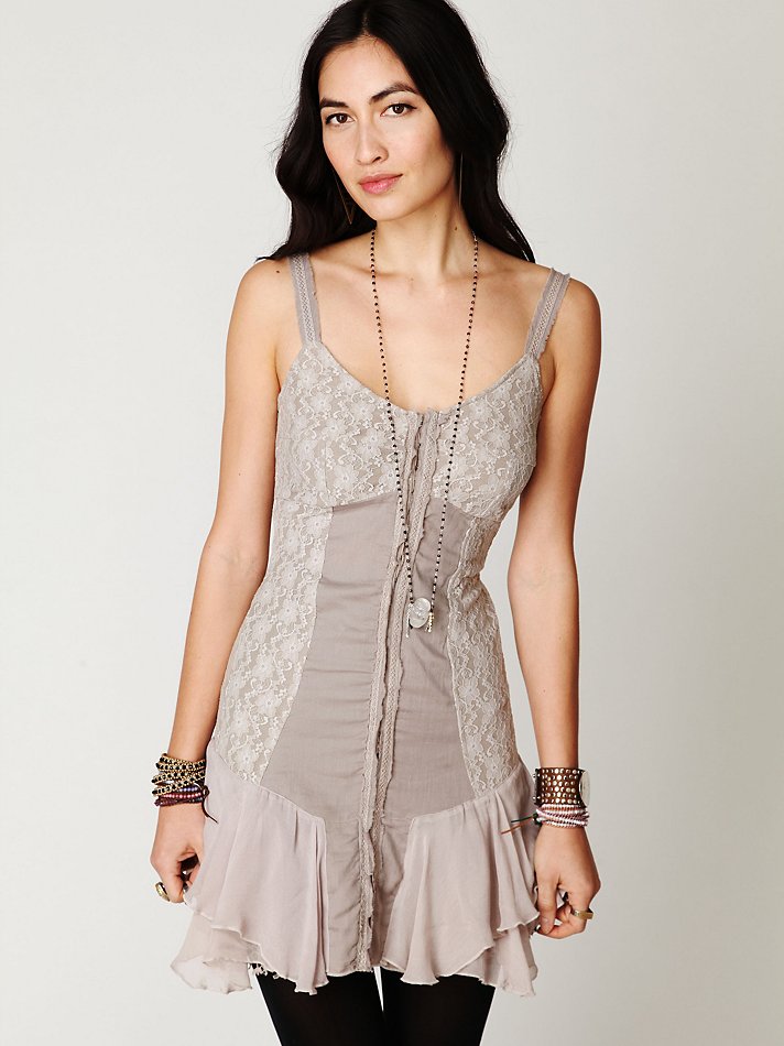 Free People Lacey Corset Dress in Natural | Lyst