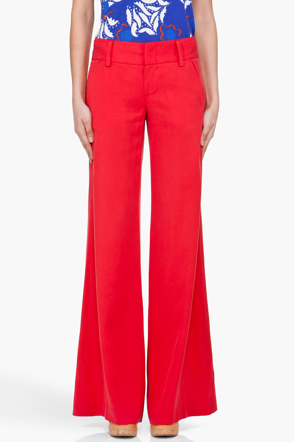 Alice + Olivia Extra Wide Leg Pants in Red (poppy) | Lyst