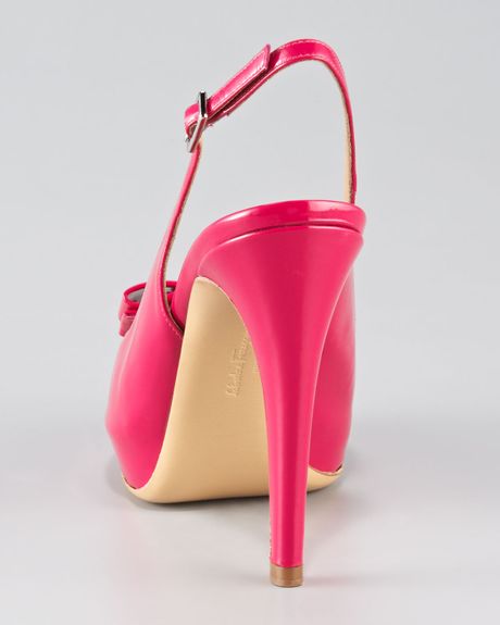 Ferragamo Bloomy Peep-toe Slingback in Pink (deep magenta) | Lyst