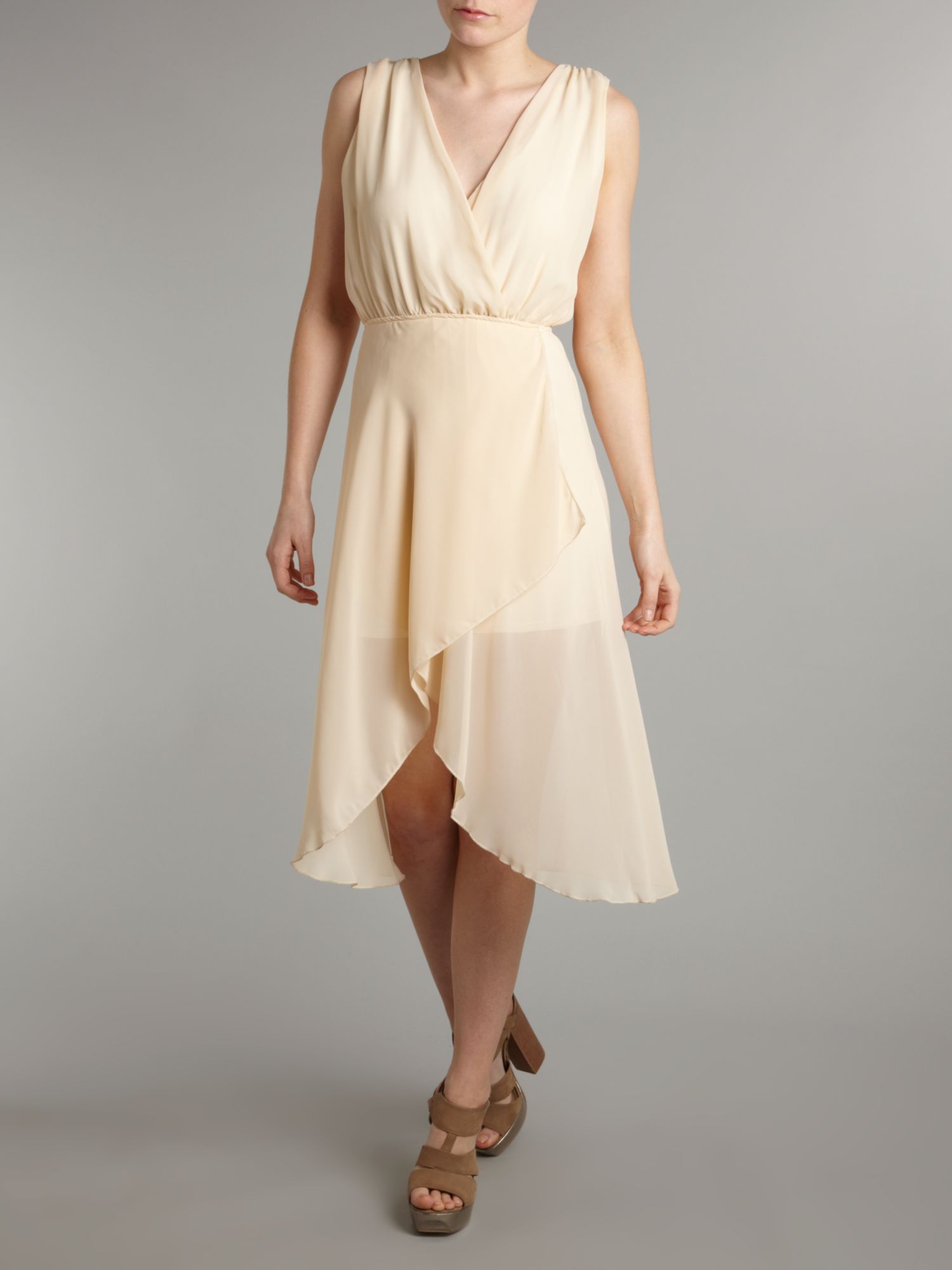 Tfnc london Sleeveless Wrap Dress in Natural Lyst