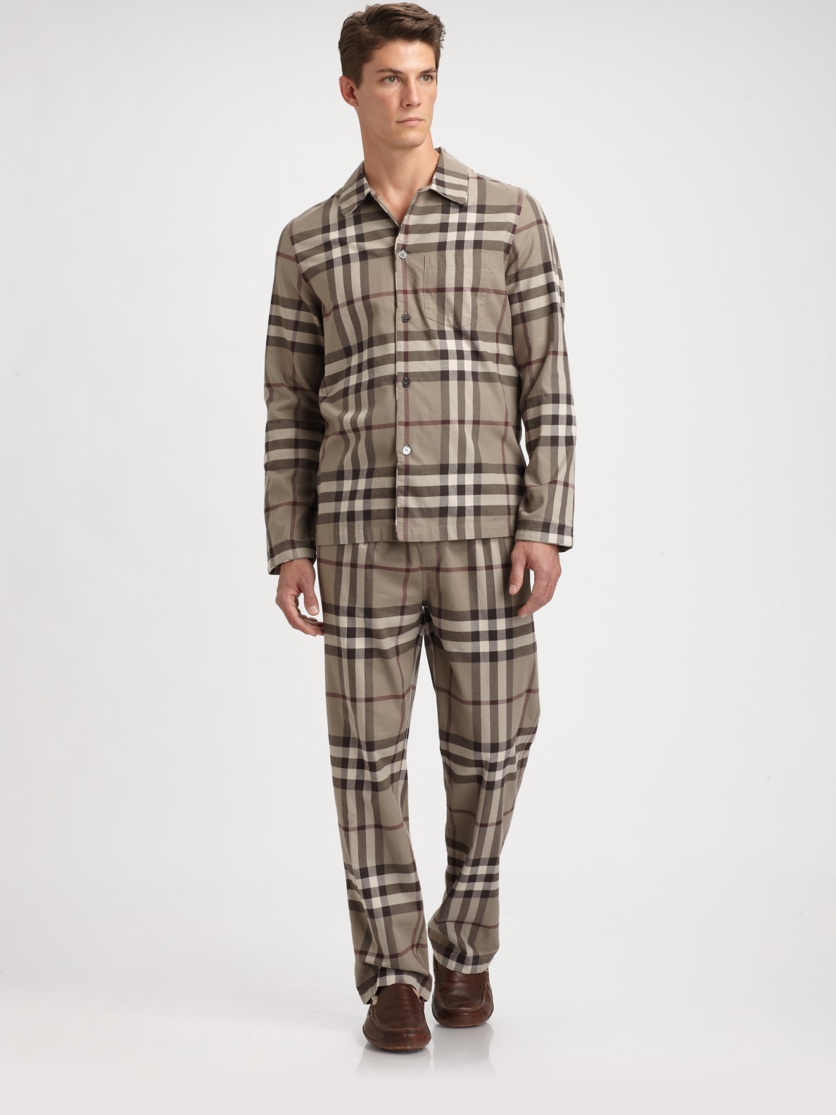 Burberry Check Pajama Set in Brown for Men | Lyst