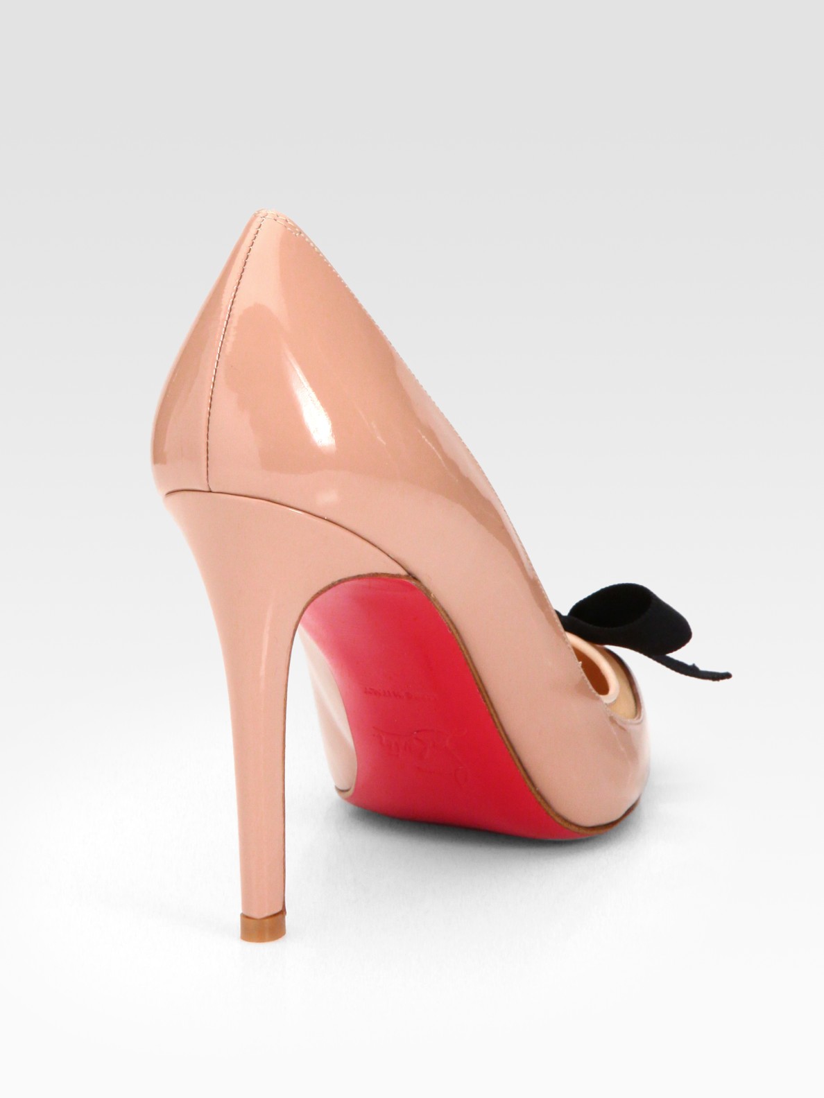 christian louboutin round-toe booties Black suede bow adornment ...