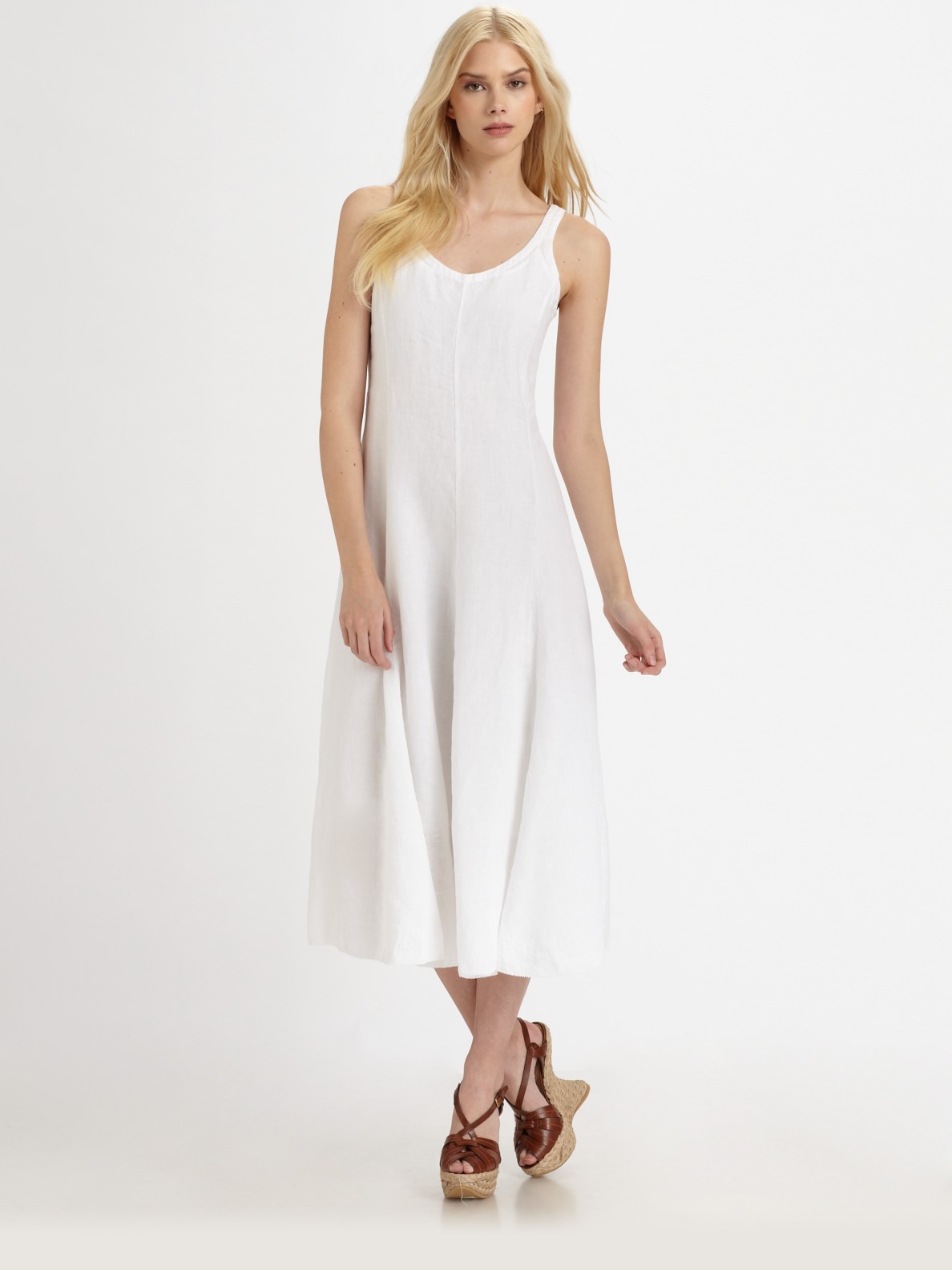 Eileen Fisher Handkerchief Linen Dress in White | Lyst