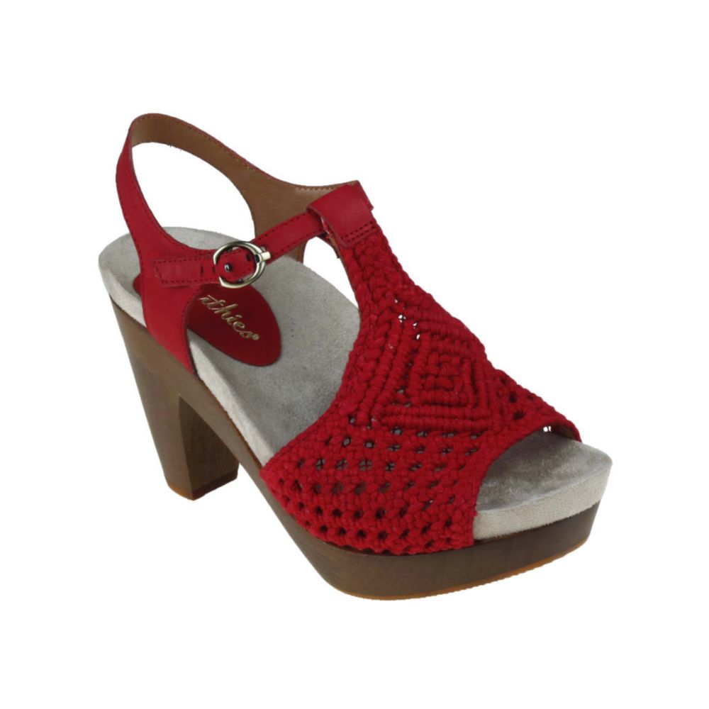 red flatform sandals