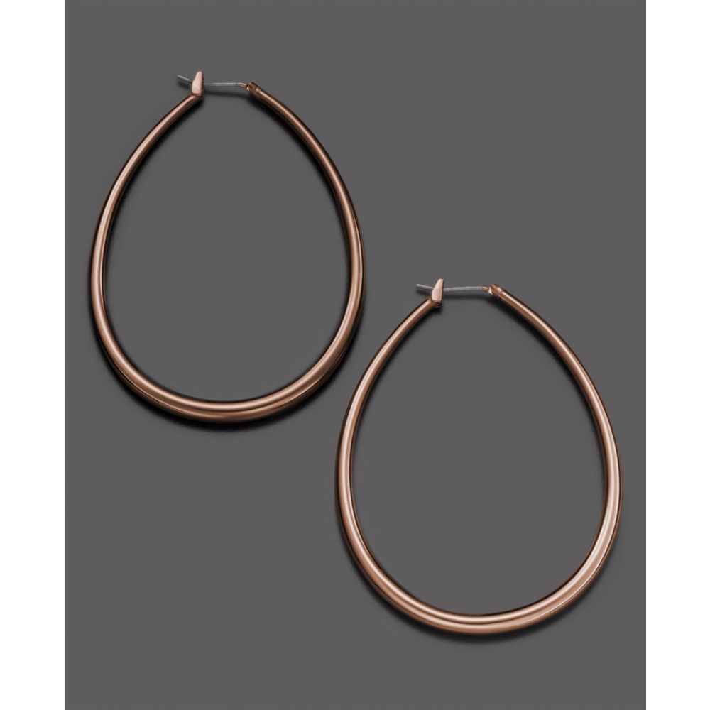 Fossil Mixed Metal Tube Hoop Earrings in Brown Lyst