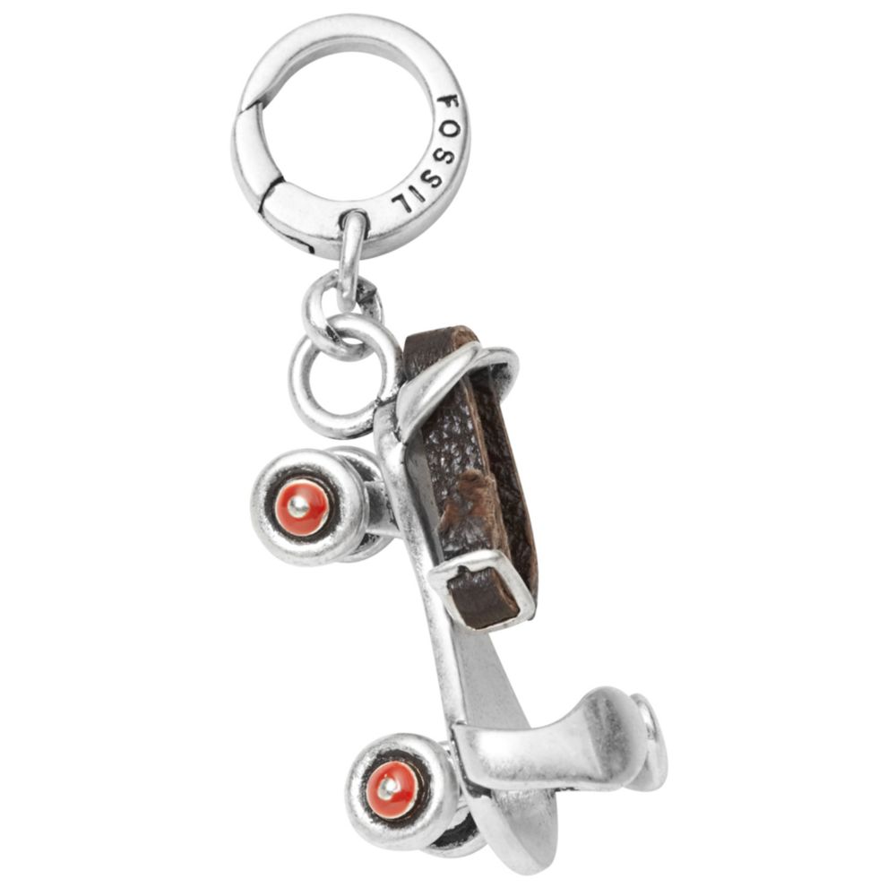Fossil Red Enamel Roller Skate Charm with Spinning Wheels in Metallic Lyst