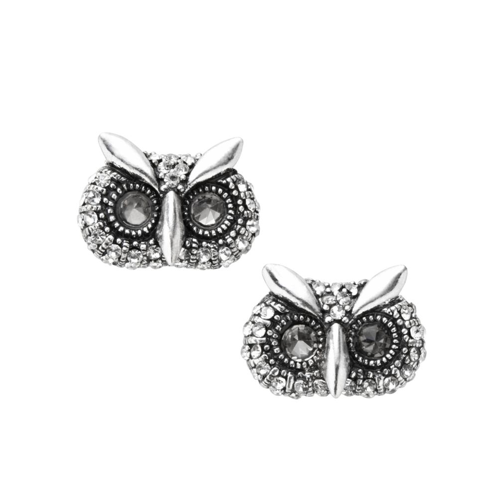 Fossil Owl Stud Earrings in Silver (Metallic) Lyst