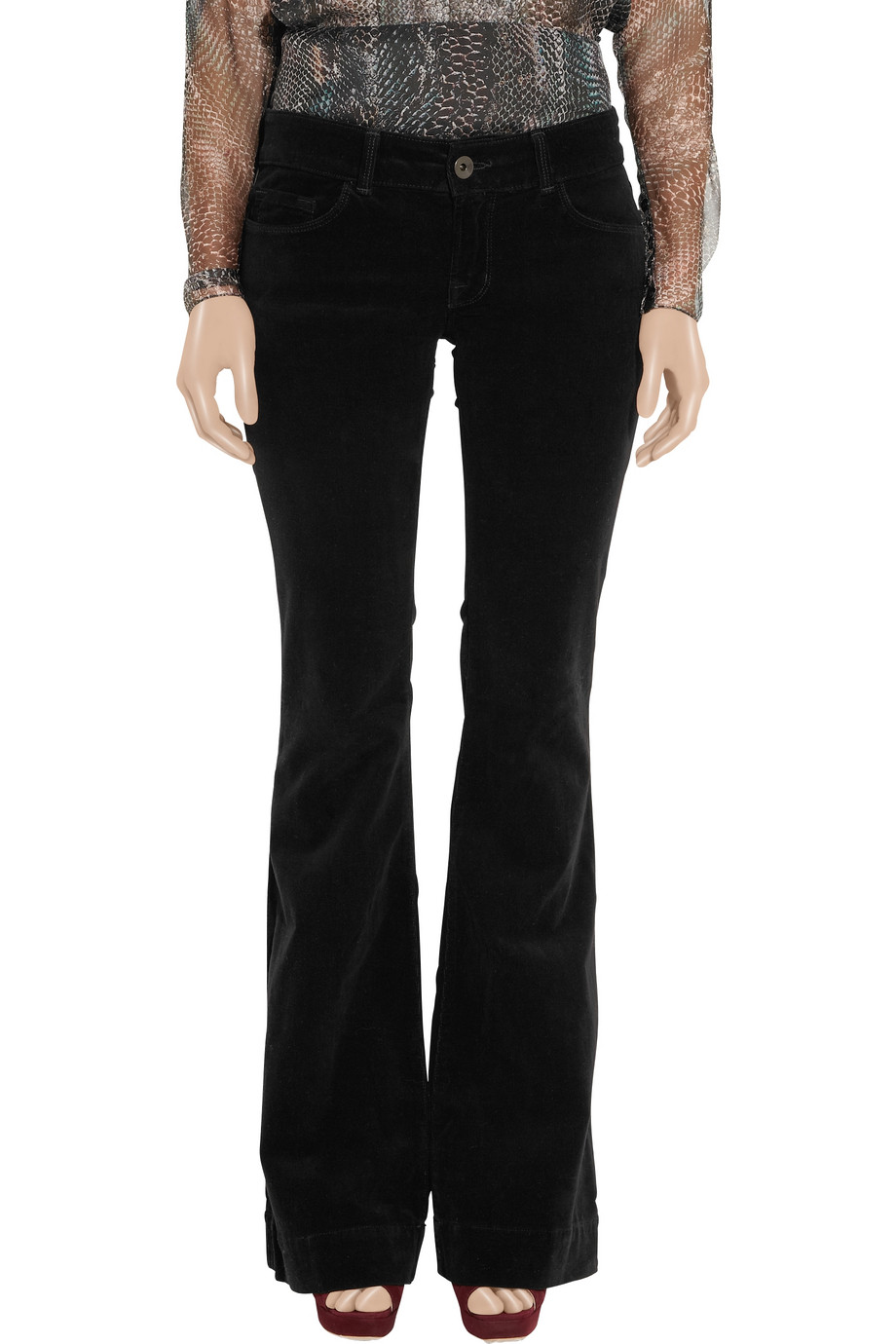 Lyst - J Brand Lovestory Low-rise Stretch-corduroy Flared Jeans in Black