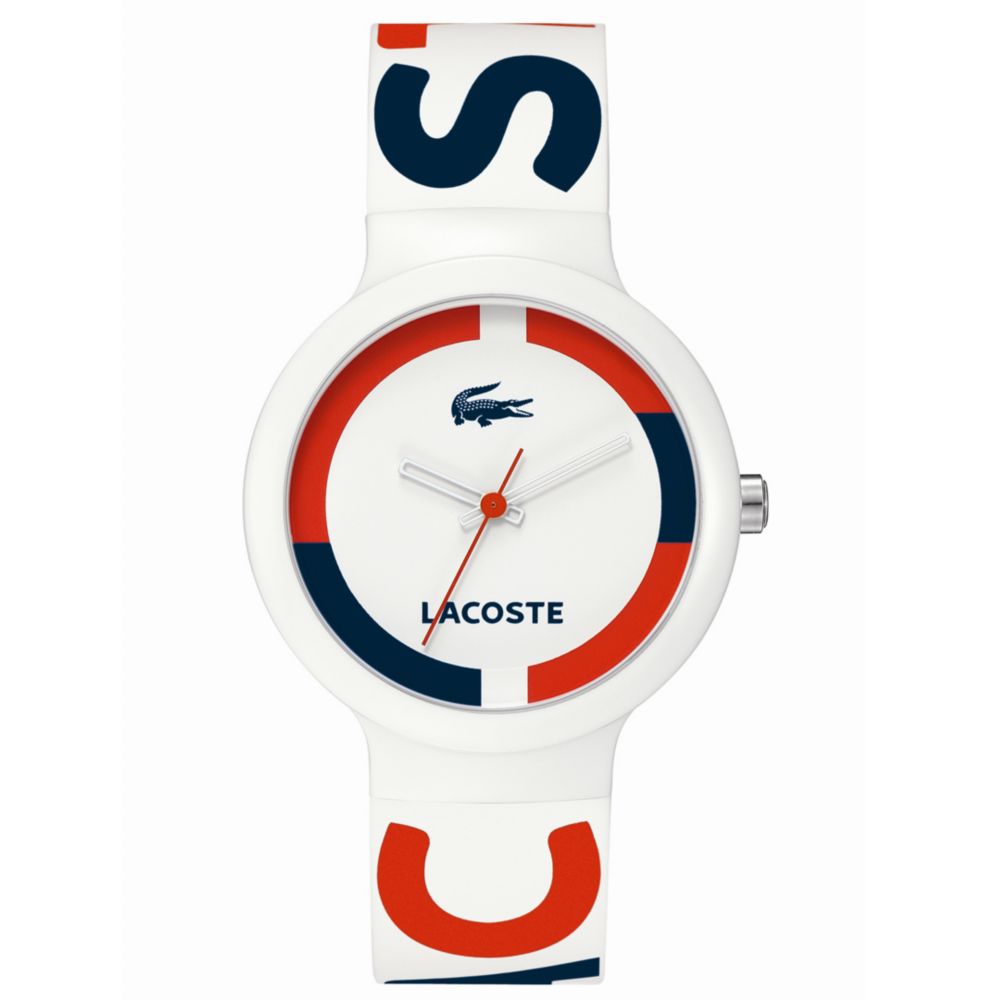 Lacoste Watch Goa White Blue and Red Logo Silicone Strap for Men - Lyst