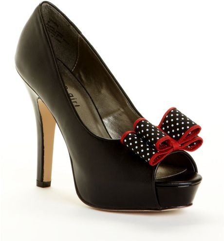 Madden Girl Luckee Peep Toe Platform Pumps in (black polka dot) | Lyst