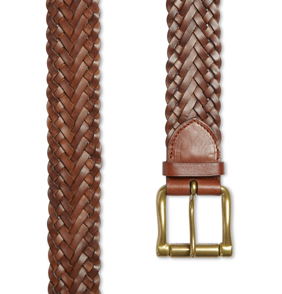 Ralph Lauren Braided Leather Belt in Brown for Men - Lyst
