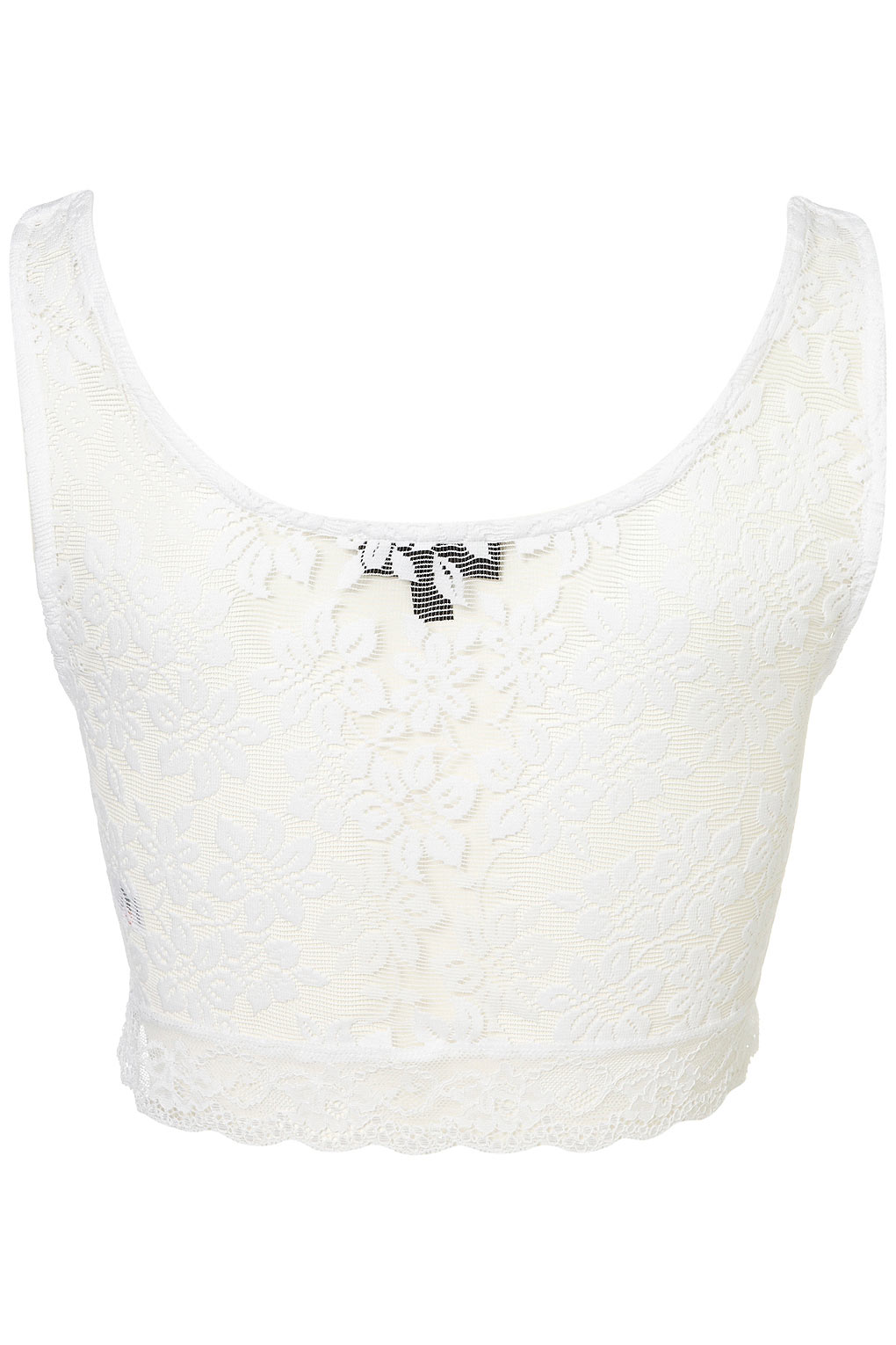 TOPSHOP Lace Crop Top in White - Lyst