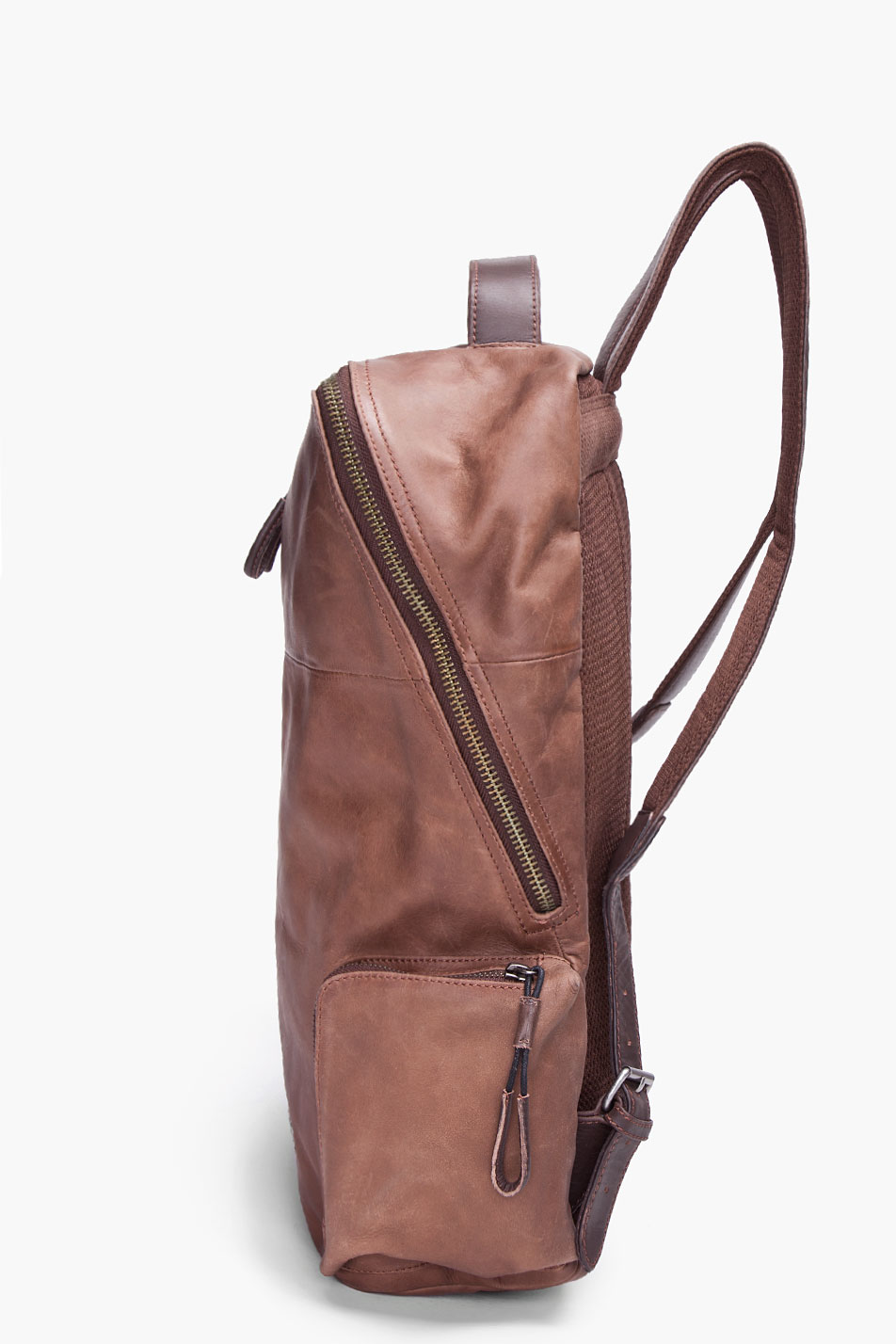 DIESEL Brown Leather Forward Backpack for Men - Lyst