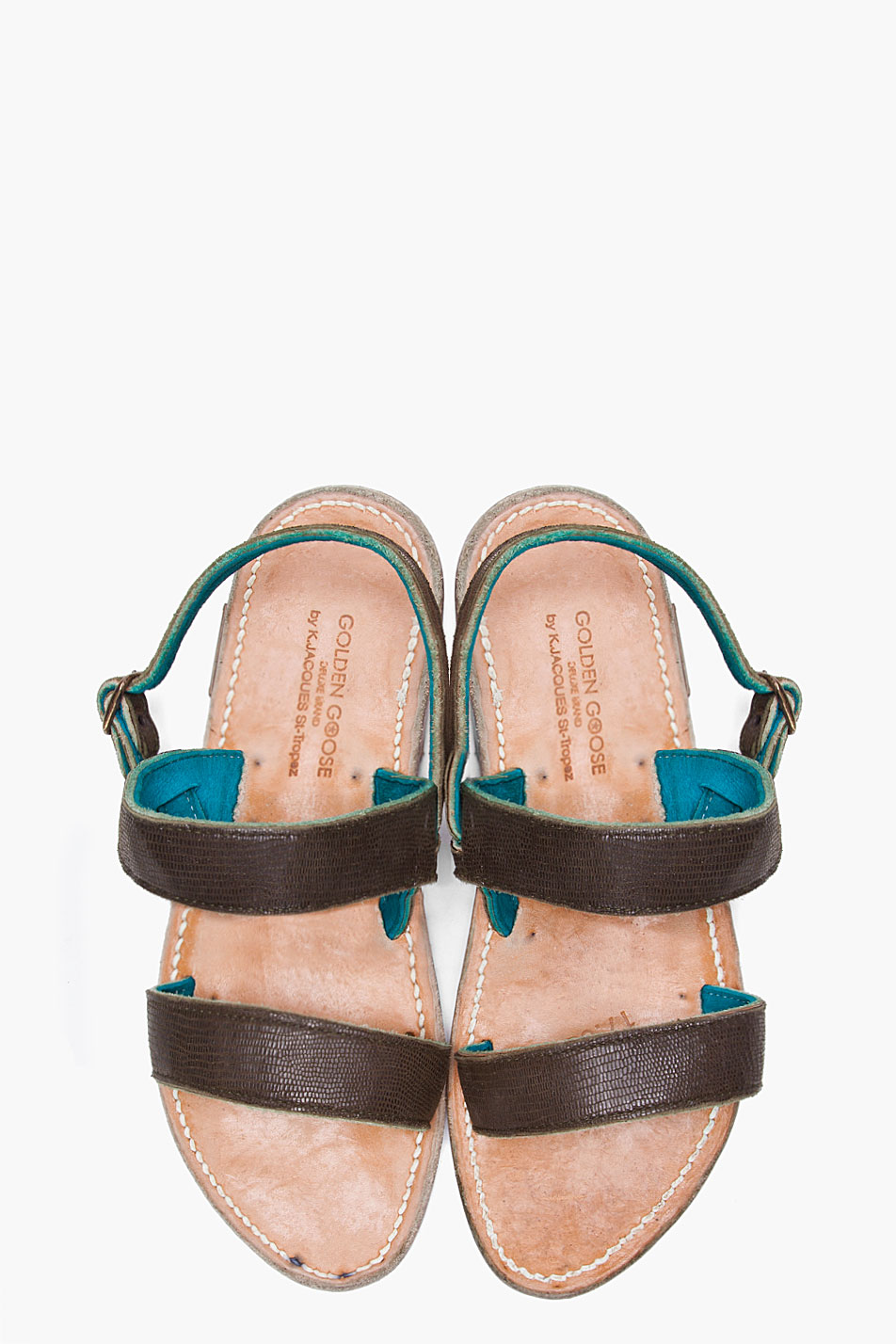 Golden Goose Deluxe Brand Olive Tan Barigul Sandals in Green - Lyst